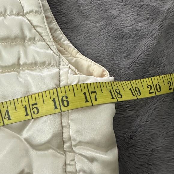 Vintage 80s BECONTA Womens Puffer Vest Cream Satin Outdoor Retro Snap Close | 10 - Picture 12 of 13